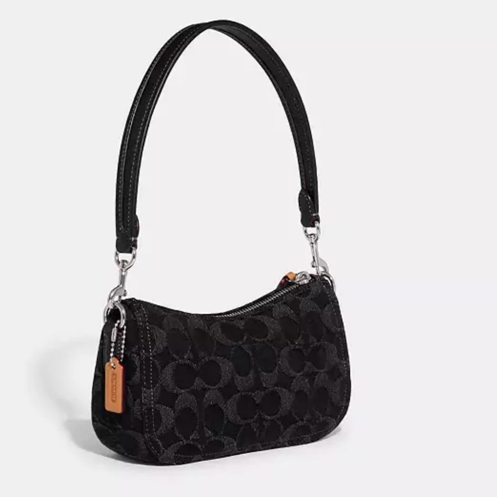 Coach Signature Black Denim Swinger 20